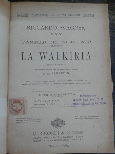 Imagen 2 de 5 de La Walkiria * Richard Wagner * Ricordi * Completa *