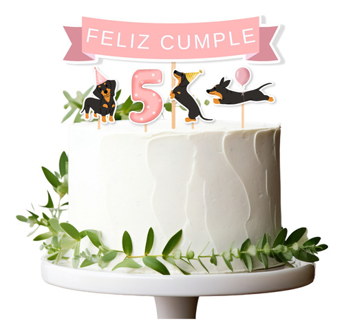 Kit Imprimible Cake Topper Perro Salchicha Cumpleaños