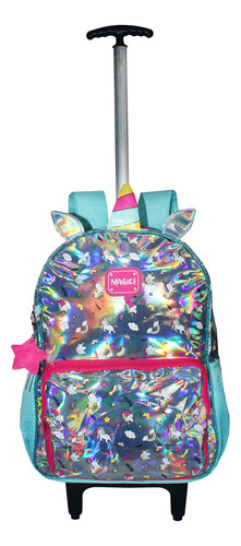 Mochila Unicornio Holografica Rodinhas Infantil Escolar Aula