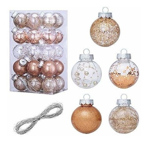 Bolas Para Arbol De Navidad Con Relleno Champagne- 6cm X30u.