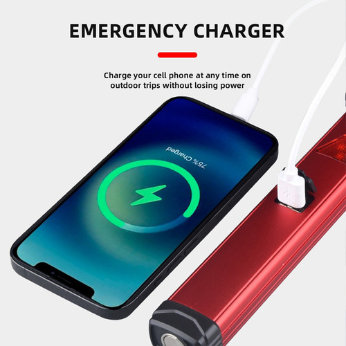 Linterna Recargable Tipo C Con Batería Externa De Advertenci