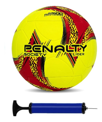 Bola Society Penalty Lider + Bomba De Ar Cor Amarelo/vermelho/preto