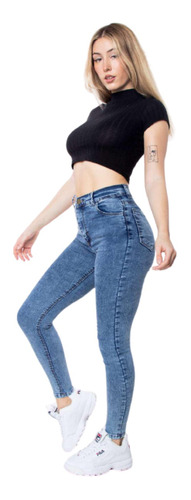 Pantalón Jean Mujer Clásico Corte Chupín Super Elastizado 