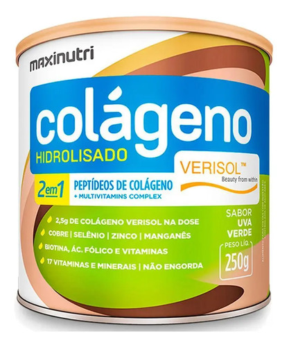 Colágeno Hidrolisado Verisol Maxinutri Lata 250g Uva Verde