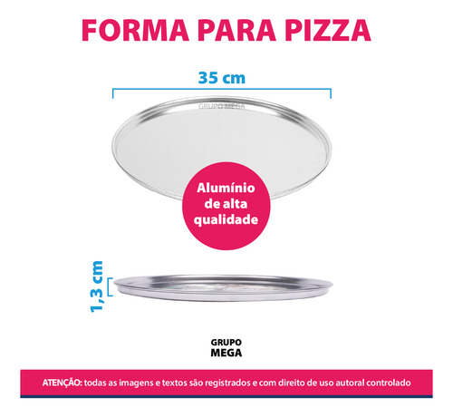 5 Assadeira Redonda Forma Pizza Grande 35cm Alumínio Erca