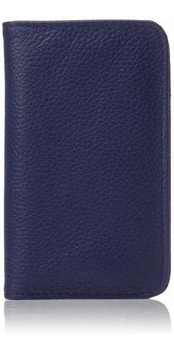 Buxton Leather Deluxe Card Estuche, Azul Marino