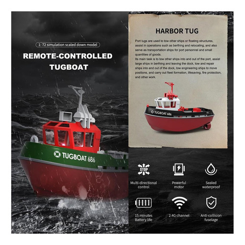 Barco Weendiypty Rc, Remolcado Rc De 24ghz Para Piscinas Y