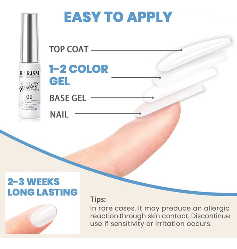 Rarjsm Esmalte De Uñas De Gel Pintado De Color Blanco, 1 Bot