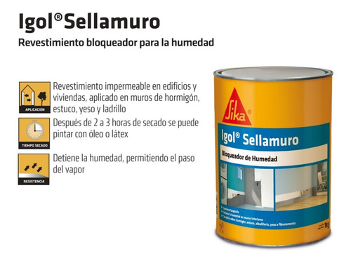 Imagen 2 de 5 de Igol Sellamuro Revestimiento Bloqueador Humedad De Muros 1kg