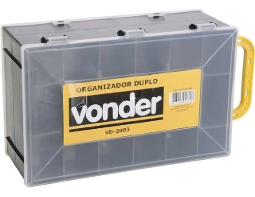 Organizador De Plástico Duplo Com Duas Tampas Vd 2003 Vonder Cor Preto