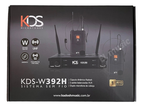 Microfone Sem Fio Duplo De Cabeça Headset Kadosh K392 H Uhf