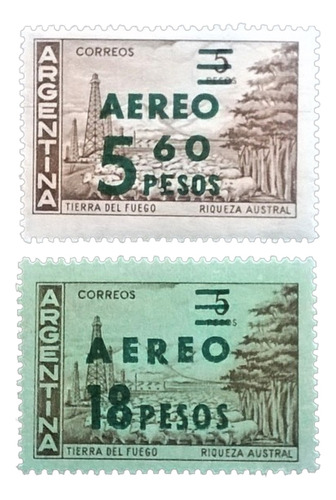Argentina Serie Aérea Gj 1240-1 Provisorios 1962 Mint L13108