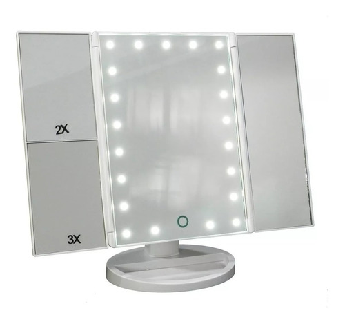 Espejo Con Luz Led Triptico Para Maquillaje Color Negro E152