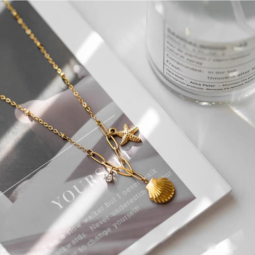 Collar Con Colgante De Estrella De Mar De Concha Para Mujer,