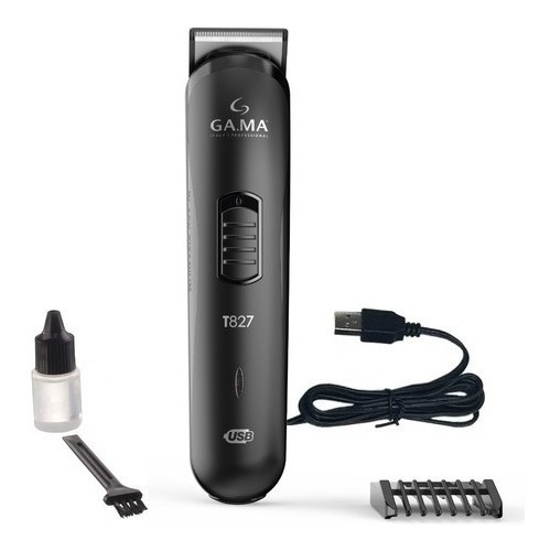 Imagen 1 de 12 de Cortadora Gama De Pelo Barba Trimmer Inalámbrica Accesorios Color Negro