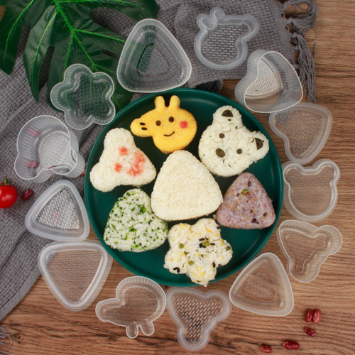 8 Moldes Bolas De Arroz Moldes Sushi Con Tapa Varios Diseños