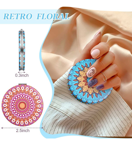 Espejo De Bolsillo Plegable Yalikop Con Diseño De Mandala, 1