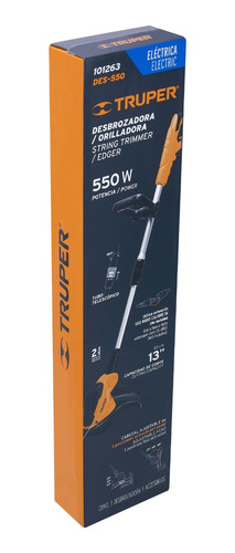 Desbrozadora Electrica Cortadora De Pasto 550w Truper 101263 Color Naranja