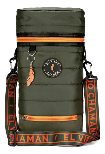 Bolso Matero Mochila Morral El Viejo Chaman Cusco Colores Color Verde Militar con Naranja