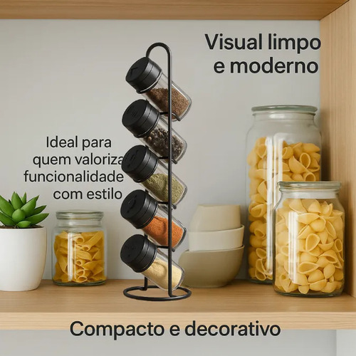 Conjunto 8 Pote Potinhos De Sal Temperos Vidro Preto