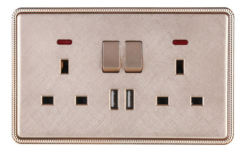 2 Gang 13a Enchufe De Pared Enchufe Dual 2.1a Puertos Usb Fu