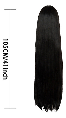 .1 Akemi Homura Longa Reta Preta Peruca Cosplay Para