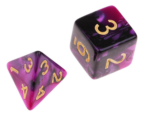 De 7 Dados Poliédricos , Negro, Morado, Para Suministros De
