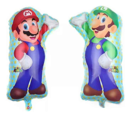 Set De 2 Globos Aluminio Mario Bros Y Luigi Bros Cumpleaños