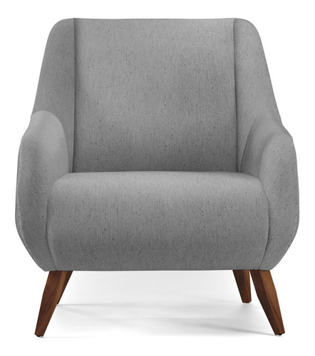 Poltrona Decorativa Fixa Pés de Madeira Paloma D02 Linho Cinza D-315