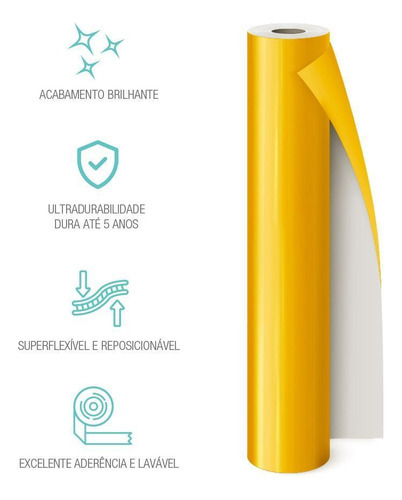 Adesivo Vinil Brilho Amarelo Sol 30cmx2,5m Mimo - 05860