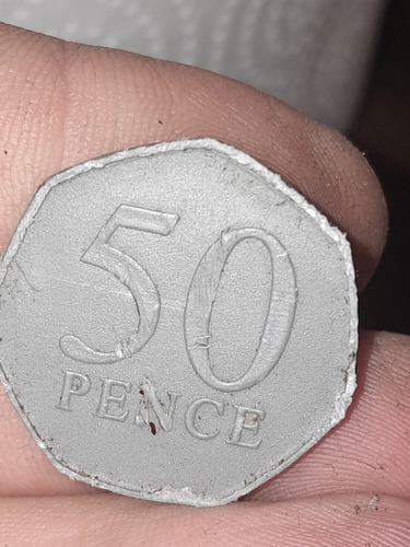 Moneda Antigua Plástico 50 Pence Líquido!!!