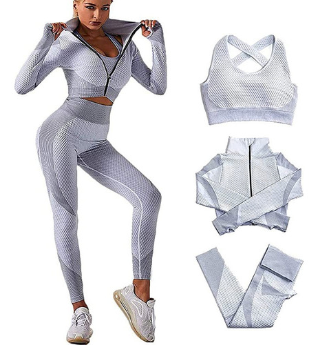 Ropa De Gimnasio De 3 Piezas, Ropa De Yoga Activewear