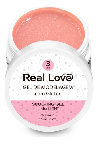 Gel De Modelagem Com Glitter (pink 3) Real Love 15g Gel De M