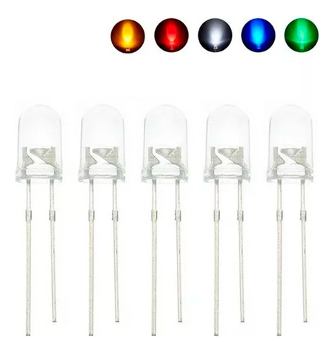 Kit Led Alto Brilho 5mm 100 Und Cores Variadas Luz 20 Un Cada Cor