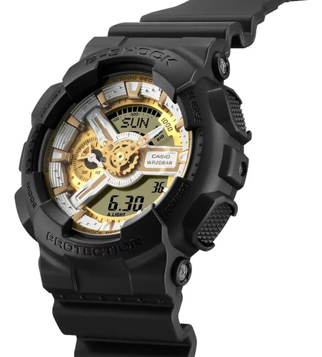 Reloj Casio G-shock Wrltimer Dig/ana Para Hombre Correa Negro Bisel Negro Fondo Dorado