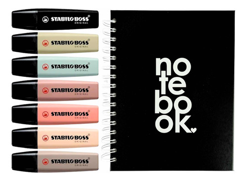 Stabilo Boss Nature + Notebook Alto Gramaje Bullet Journal
