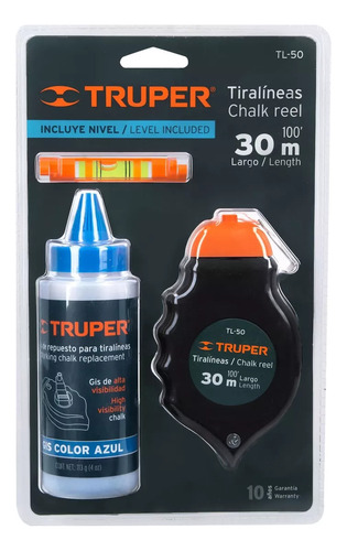 Set Tizador Tiralineas Y Nivel Linea Azul 30mts Truper 18574