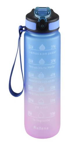 Imagen 1 de 10 de Bote Vaso Agua Motivacional 1000 Ml Termo Cilindro Popote