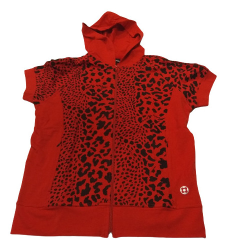 Canguro Campera Animal Print Rojo Negro Manga Corta Talle M