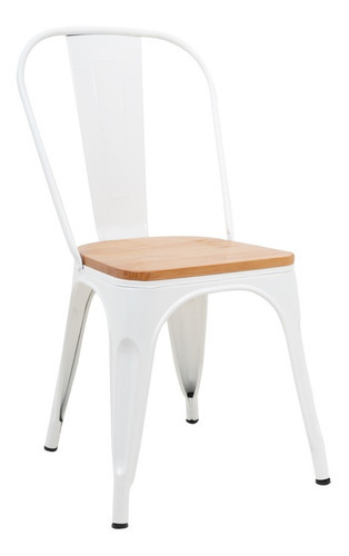 Silla Tolix Metal Asiento Madera Restaurante Comedor Hogar Color de la estructura de la silla Blanco