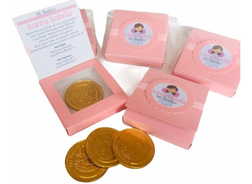 Pack 30  Bolo Moneda De Chocolate En Caja Personalizada