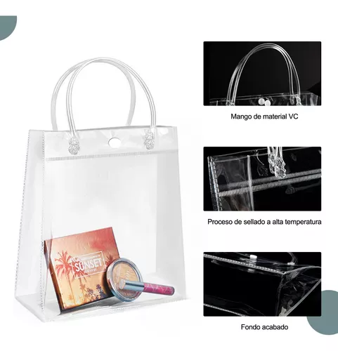 30 bolsas de plástico transparente para regalos con asa, bolsa de regalo de  PVC transparente para regalos de Navidad, bolsas de compras reutilizables