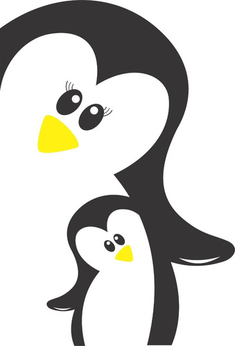 Adesivo Decorativo Cozinha Pinguim Mãe E Filhote Geladeira Cor Colorido