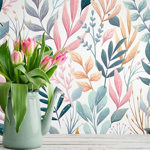 Vinil Decorativo Tapiz Bordado Colores Flores Autoadhesivo Color Blanco