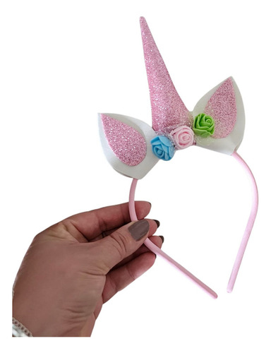 Tiara Infantil Unicornio Cores Festa Lembrancinha Eva Cor Rosa-claro