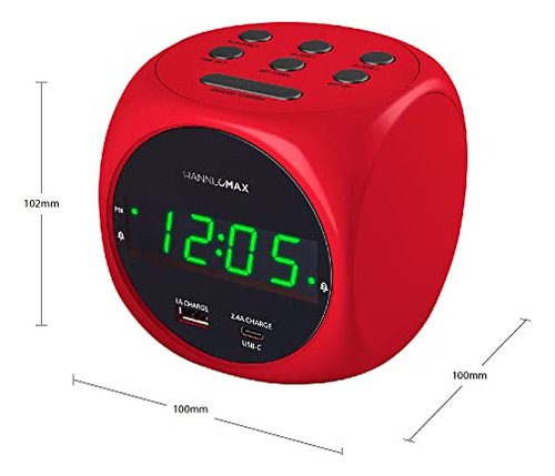 Reloj Digital Con Alarma Dual Y Puertos Usb Para Carga