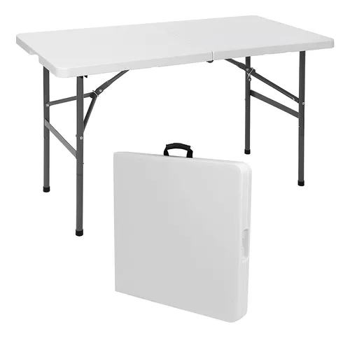 Mesa Plegable Portátil De Plástico De 4 Pies, Color Blanco