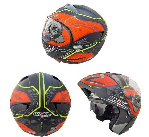 Casco Abatible Dot Neon Diseño Deportivo Motociclista