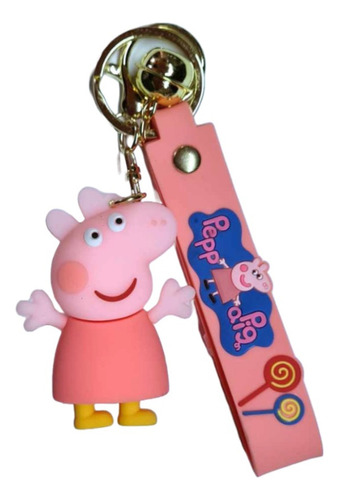 Llavero Goma Pvc 3d + Correa Personaje Peppa Pig Cerdita