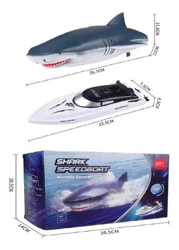 Imagem 7 de 9 de Barco Lancha 2 Em 1 Cabeça De Tubarão Shark Controle Remoto!